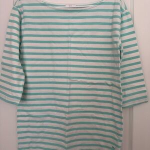 Striped Boat Neck Top in Mint and White